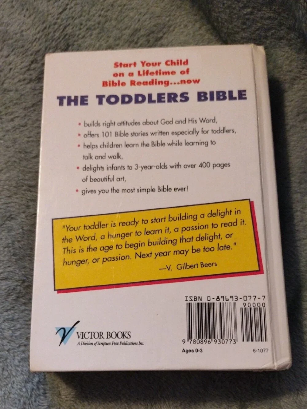The Toddlers Bible By V. Gilbert -1992 Hardcover